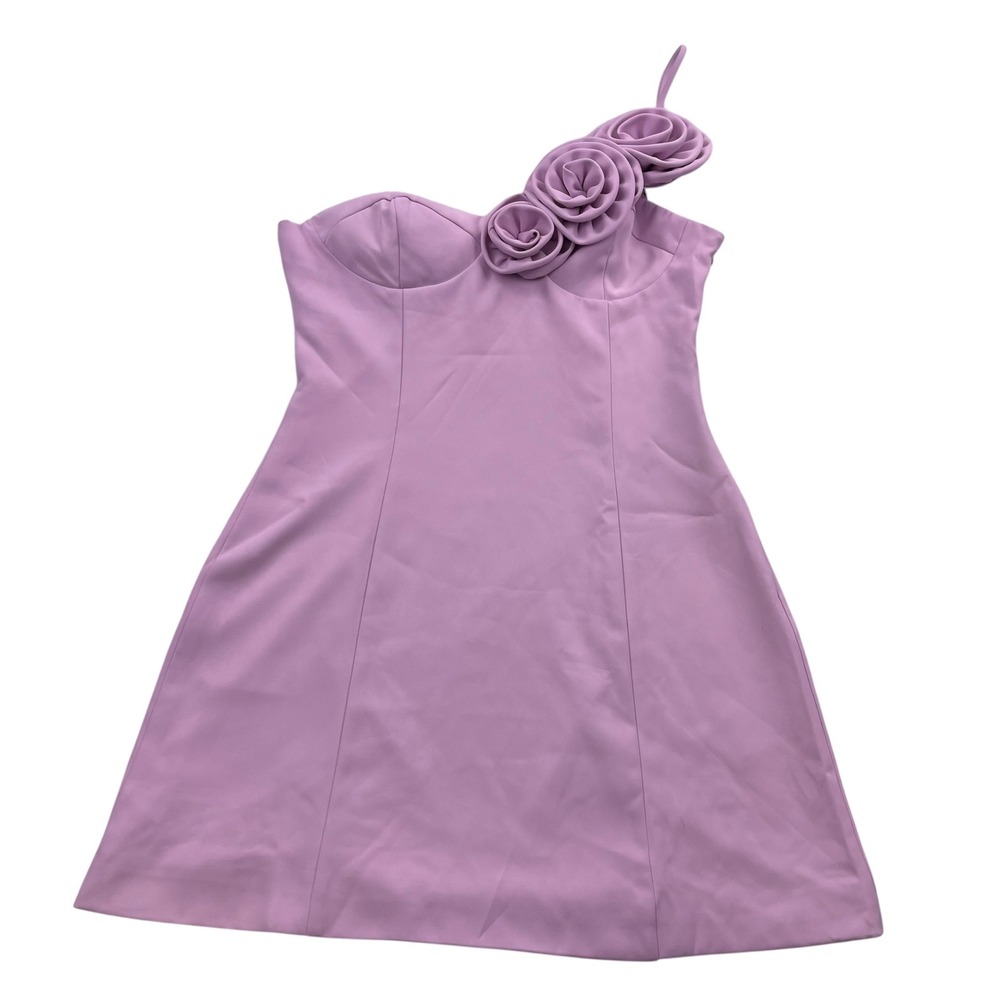 Peppermayo Sweetpea Mini Dress Pink One Shoulder Rosette Floral US 6 NEW